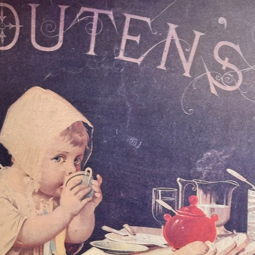 VTG Van Houten Cocoa Vintage Advertising 11x14 Tin Sign‎ Best and Goes Farthest